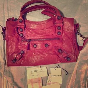 Balenciaga Giant Rose Gold HW City In Cyclamen